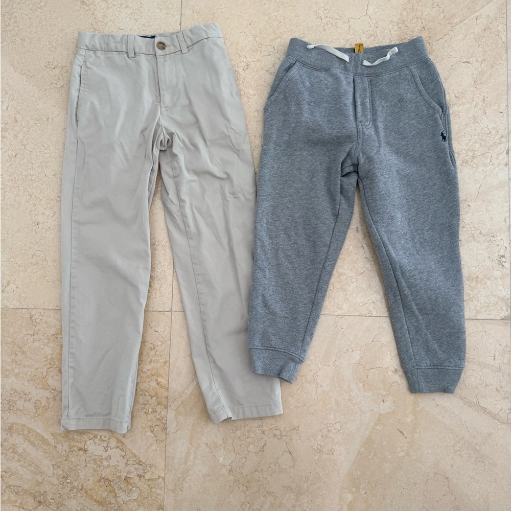 Polo by Ralph Lauren Kids Gray Joggers and Beige Chinos